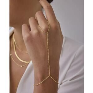 PAVOI 14K Yellow Gold Plated Hand Chains Bracelet for Women ADJUSTABLE